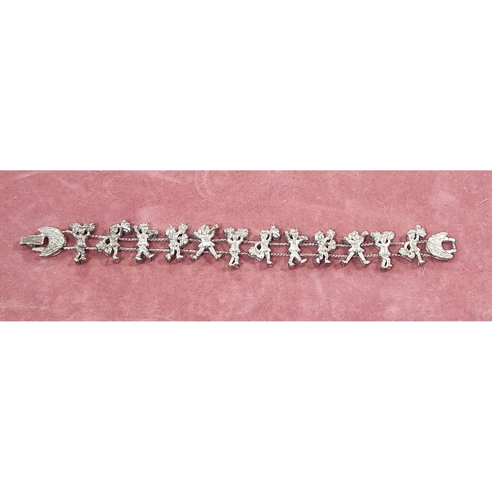 Vintage Signed TOFA 1995 BG Slider Charm Cheer Cheerleader Bracelet 6.5 In